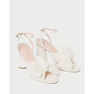 Loeffler Randall Camellia Pearl‎ Pleated Bow Block Heel Sandals Size 10B
